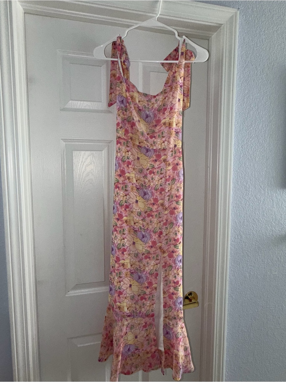 Floral Slip Midi Dress in Pink & Yellow
